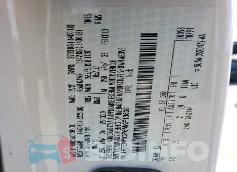 1FTEW1CP6MKF13606 Photo# 13