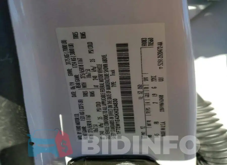 1FTEW1E43KKE04830 Photo# 12