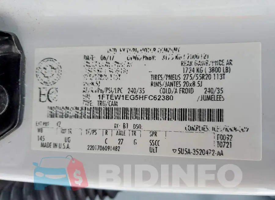 1FTEW1EG5HFC62380 Photo# 12