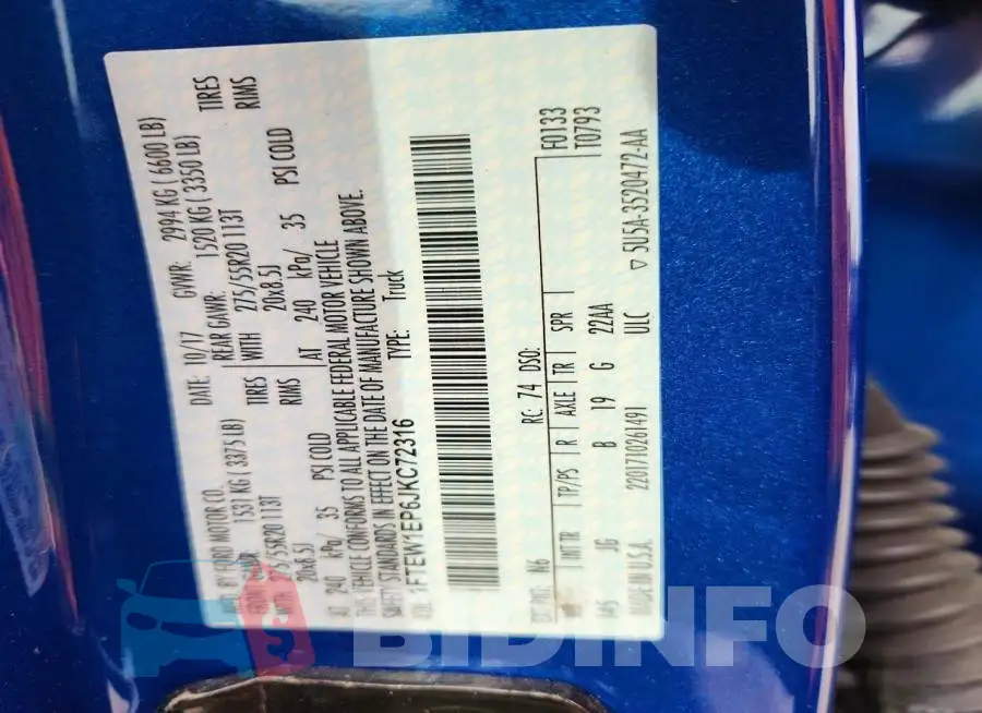 1FTEW1EP6JKC72316 Photo# 12