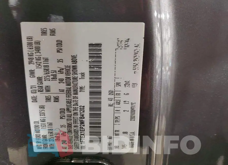 1FTEX1EP2MFB41202 Photo# 12