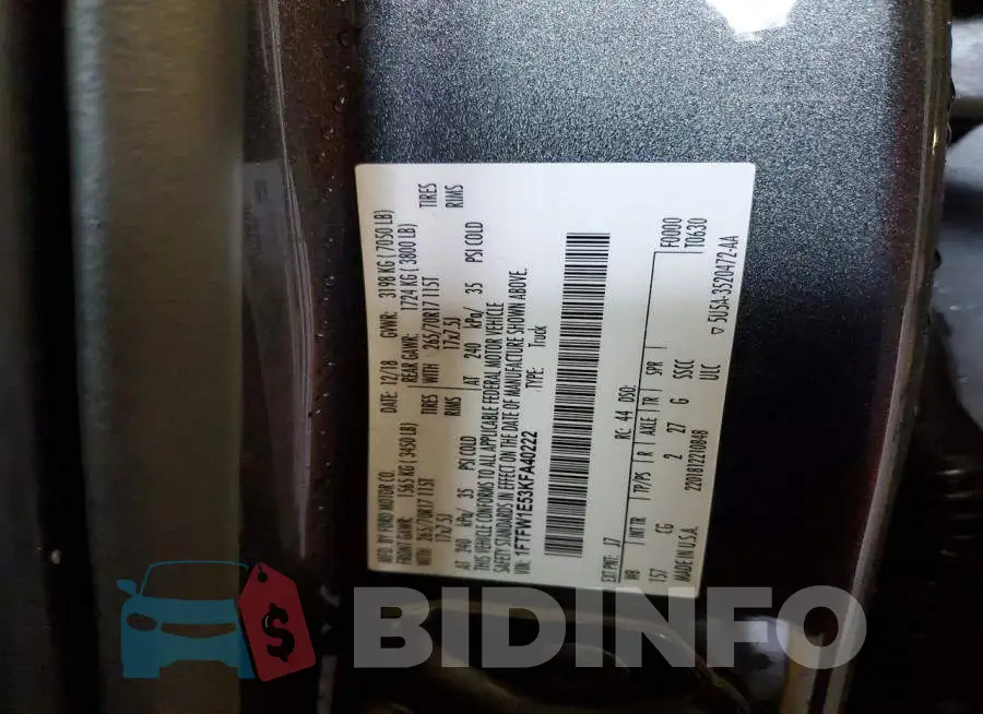 1FTFW1E53KFA40222 Photo# 13