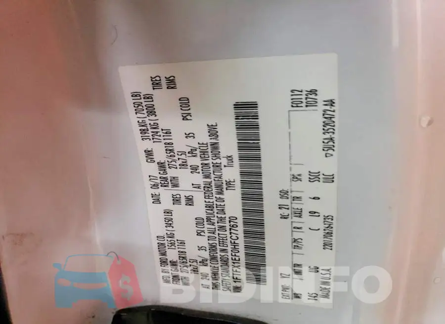 1FTFX1EF0HFC77670 Photo# 12