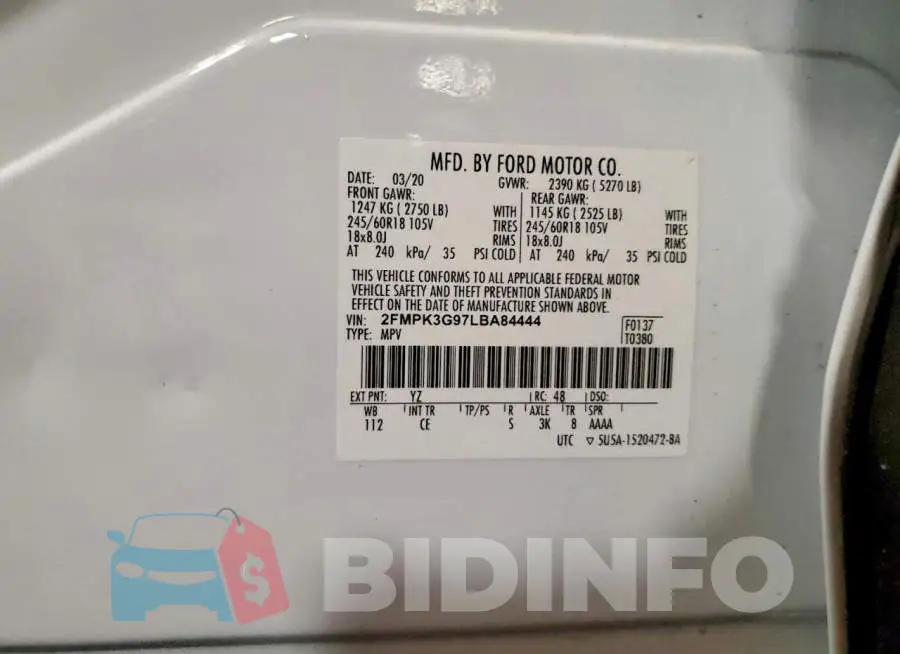 2FMPK3G97LBA84444 Photo# 14