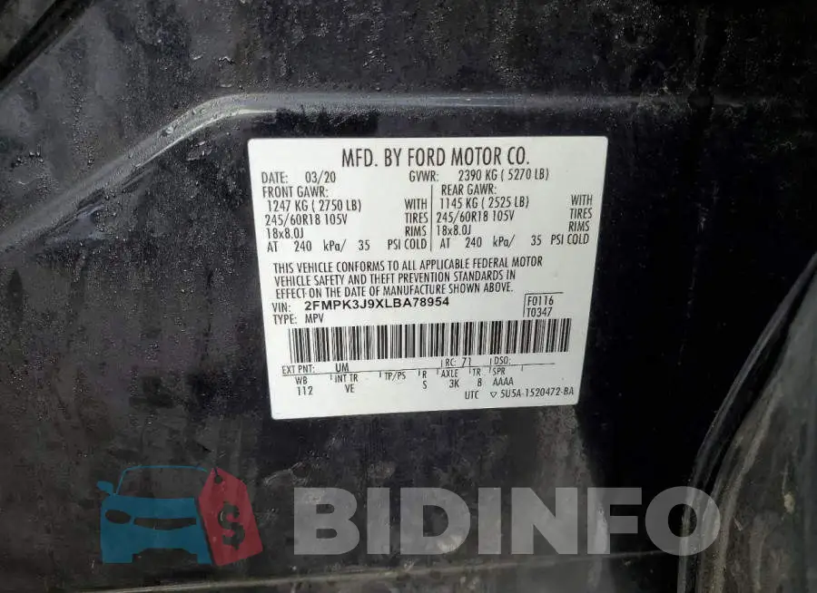 2FMPK3J9XLBA78954 Photo# 14