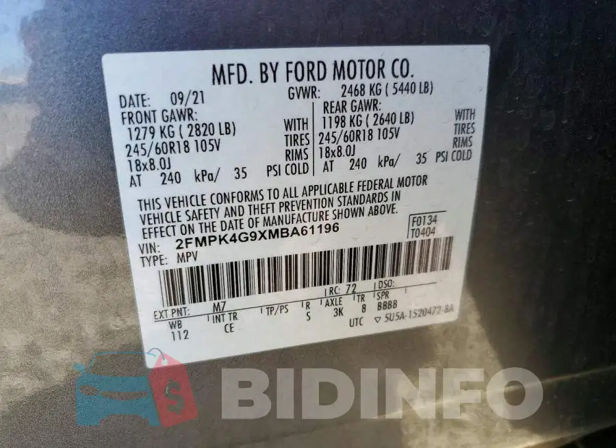 2FMPK4G9XMBA61196 Photo# 13
