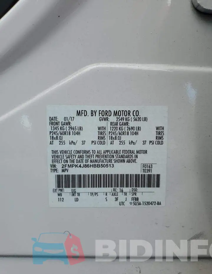 2FMPK4J86HBB50513 Photo# 12
