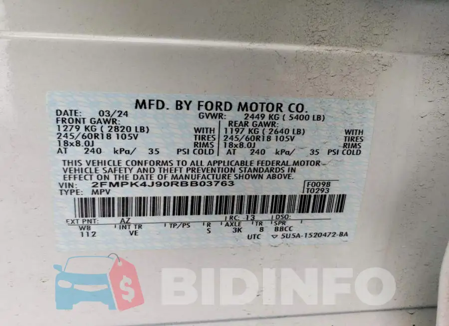 2FMPK4J90RBB03763 Photo# 13