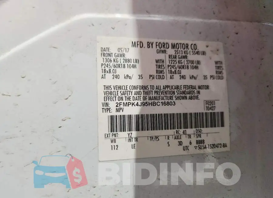 2FMPK4J95HBC16803 Photo# 14