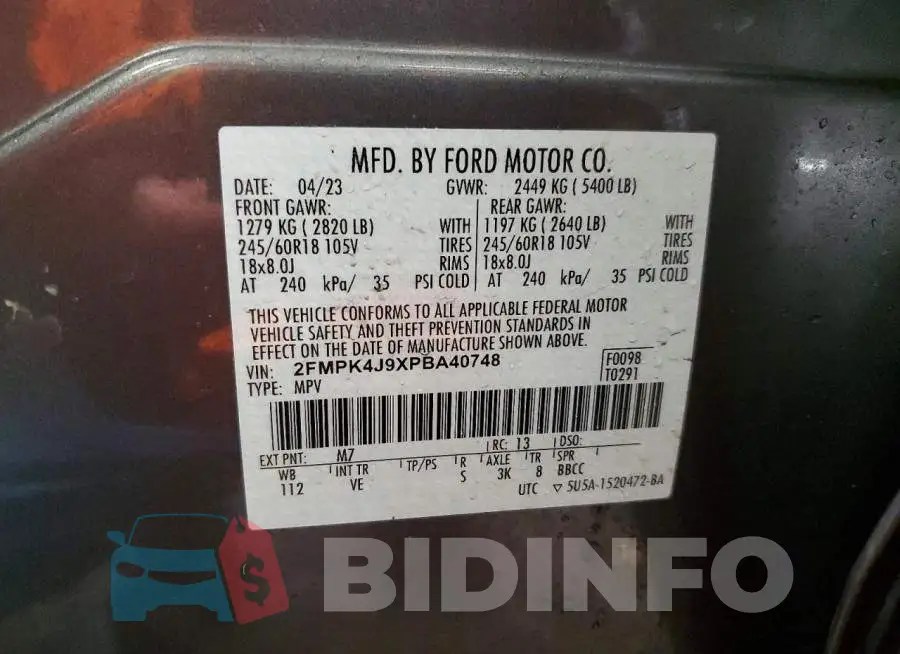 2FMPK4J9XPBA40748 Photo# 13