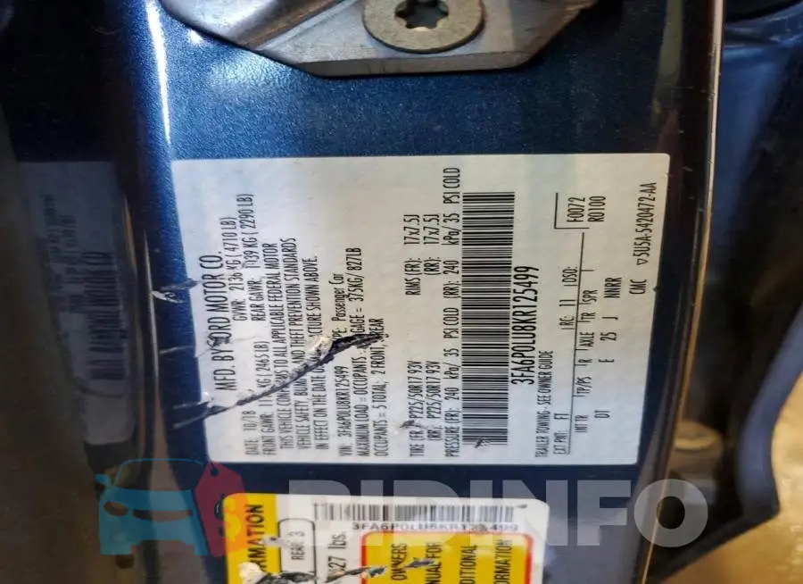 3FA6P0LU8KR125499 Photo# 12