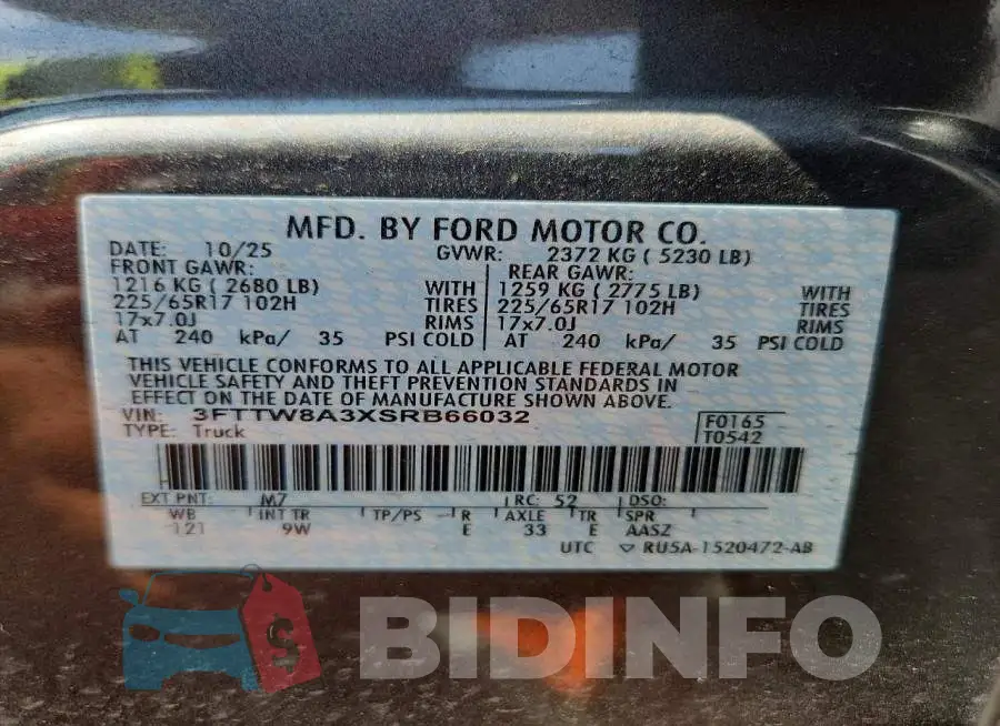 3FTTW8A3XSRB66032 Photo# 13