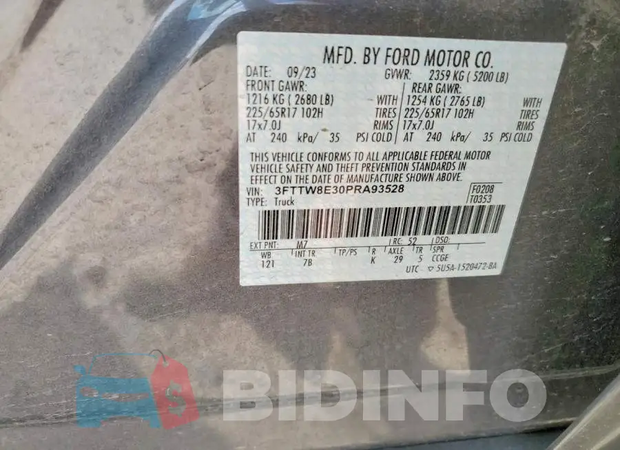 3FTTW8E30PRA93528 Photo# 12