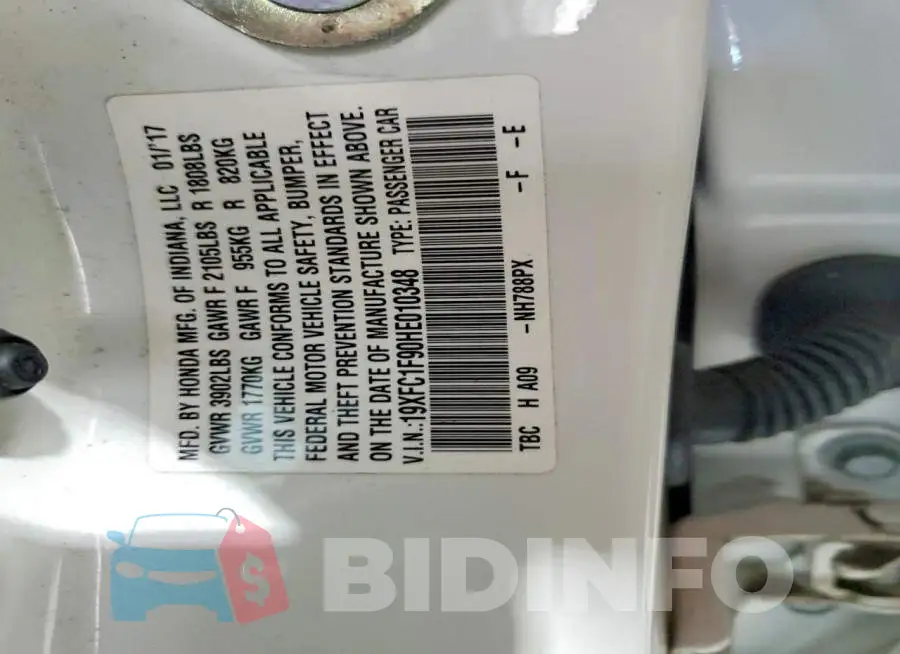 19XFC1F90HE010348 Photo# 12