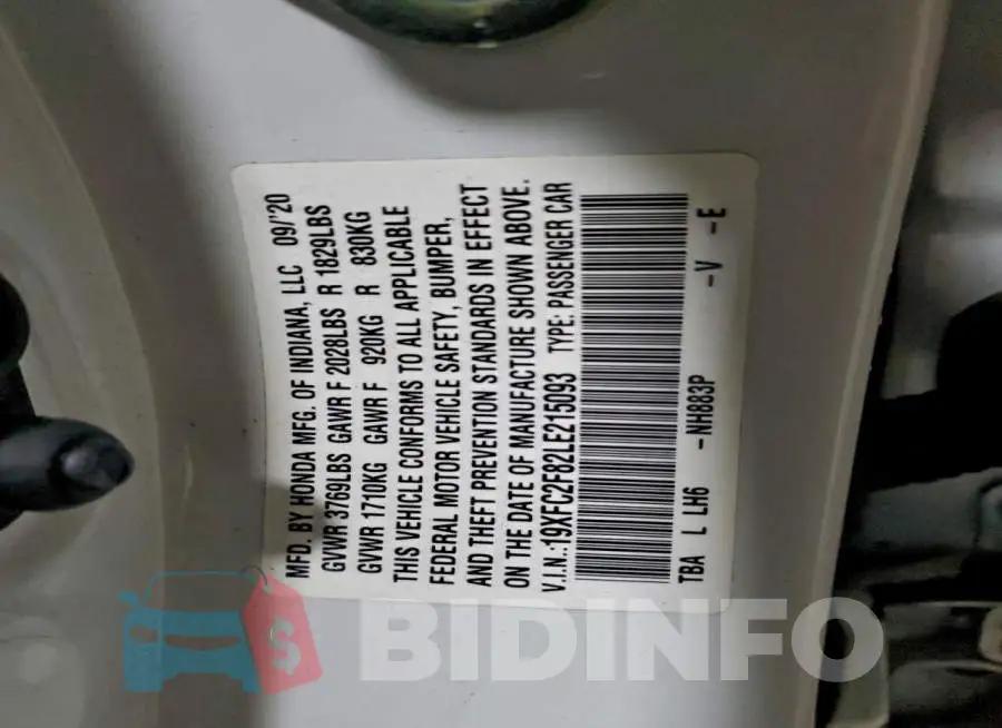 19XFC2F82LE215093 Photo# 13