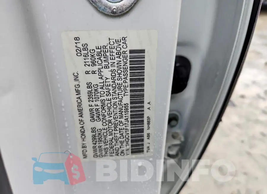1HGCV1F17JA115955 Photo# 12