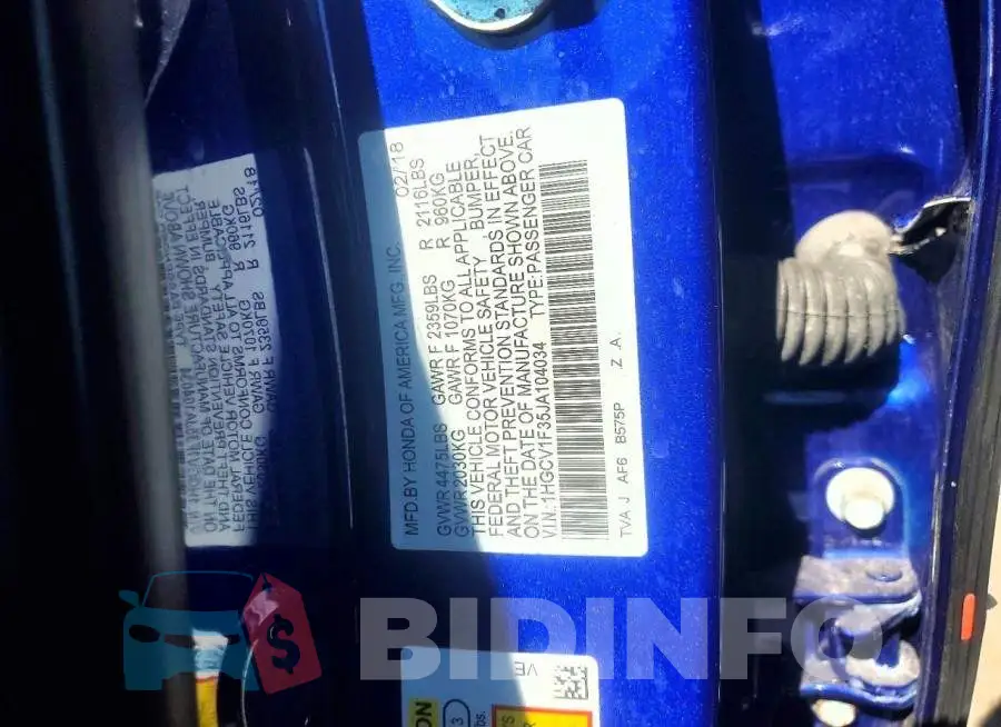 1HGCV1F35JA104034 Photo# 12