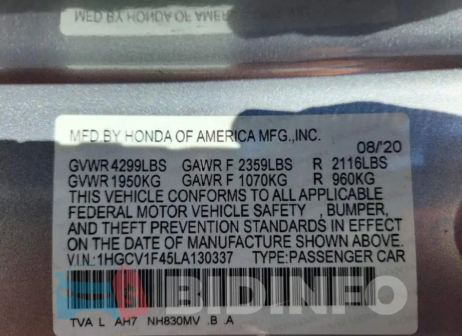 1HGCV1F45LA130337 Photo# 12