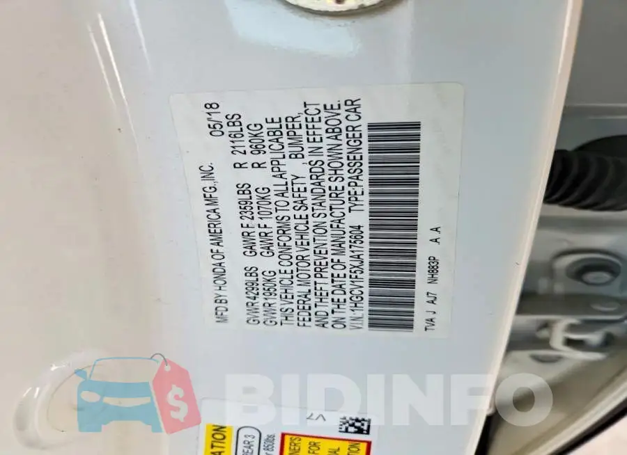 1HGCV1F5XJA175604 Photo# 12