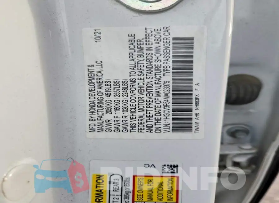 1HGCV3F54MA023379 Photo# 12