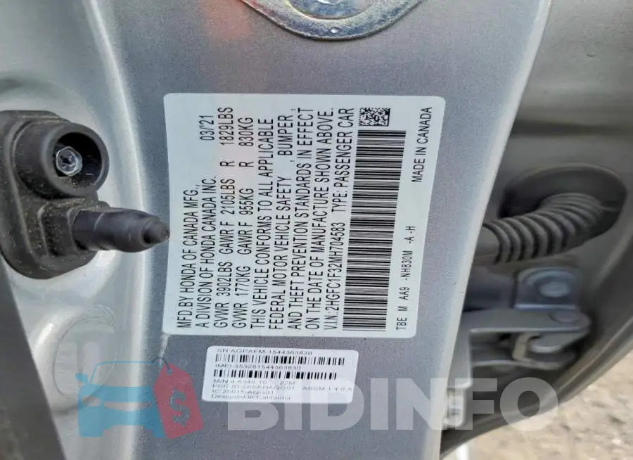 2HGFC1F32MH704583 Photo# 13