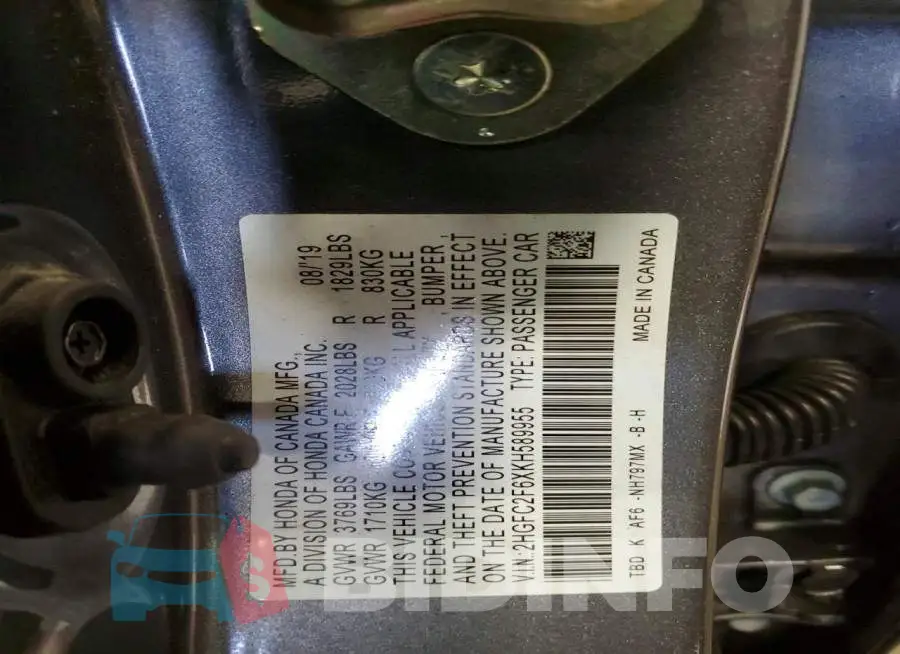 2HGFC2F6XKH589955 Photo# 13