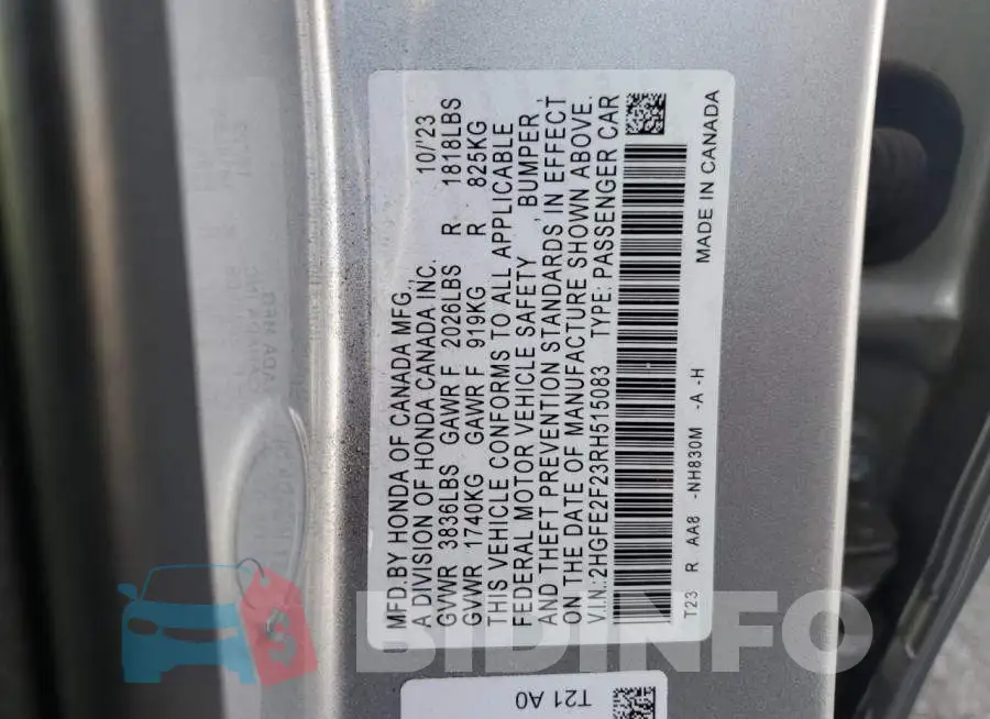 2HGFE2F23RH515083 Photo# 13