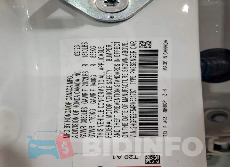 2HGFE2F54PH531767 Photo# 12