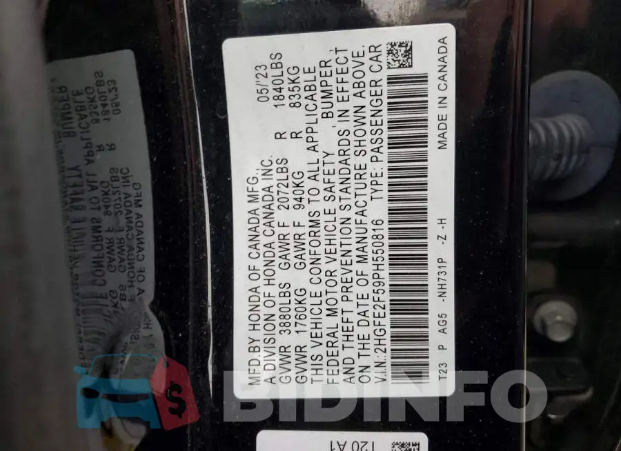 2HGFE2F59PH550816 Photo# 12