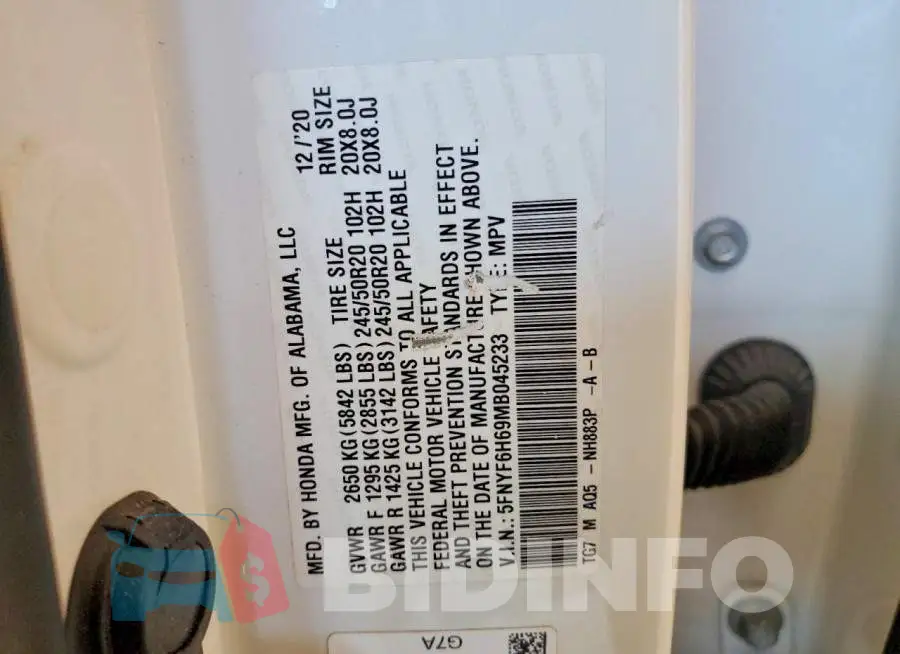 5FNYF6H69MB045233 Photo# 14