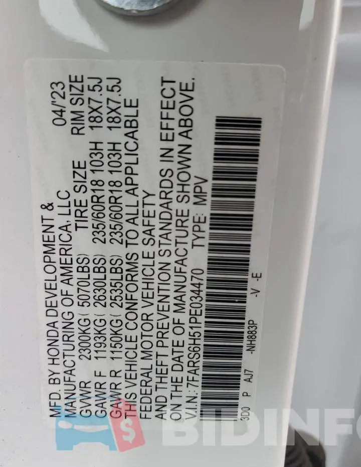 7FARS6H51PE034470 Photo# 13