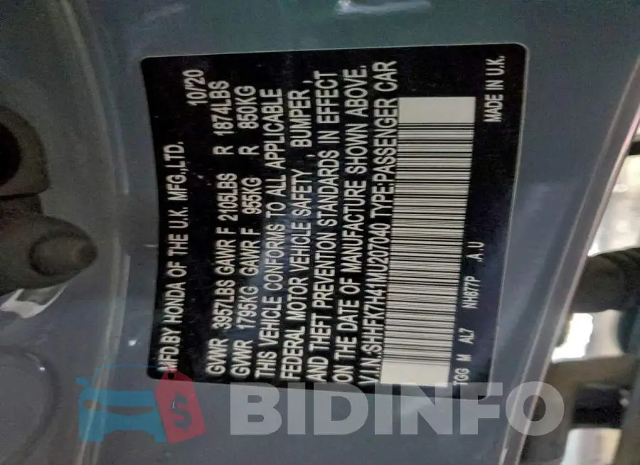 SHHFK7H41MU207040 Photo# 12