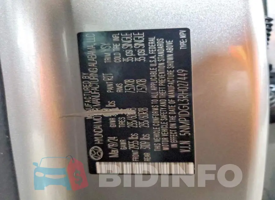 5NMP1DGL3RH027449 Photo# 13
