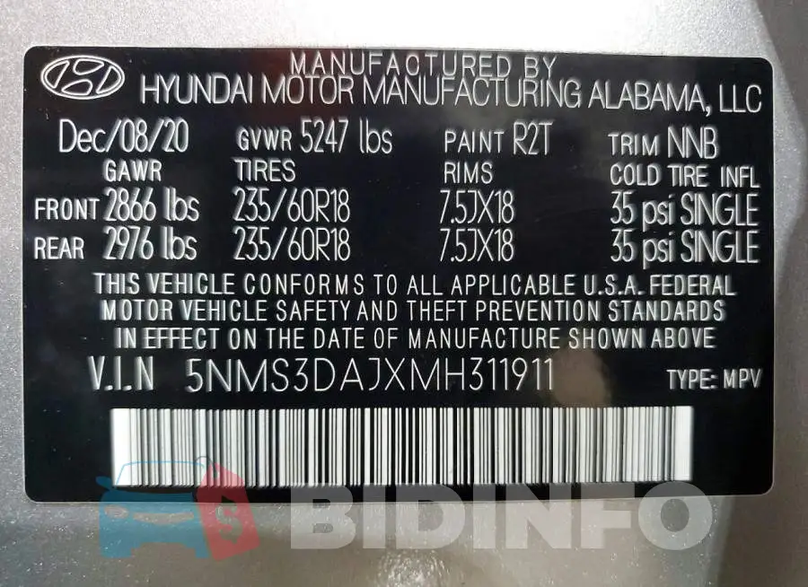 5NMS3DAJXMH311911 Photo# 14