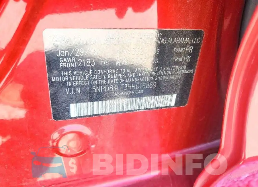 5NPD84LF3HH016869 Photo# 13