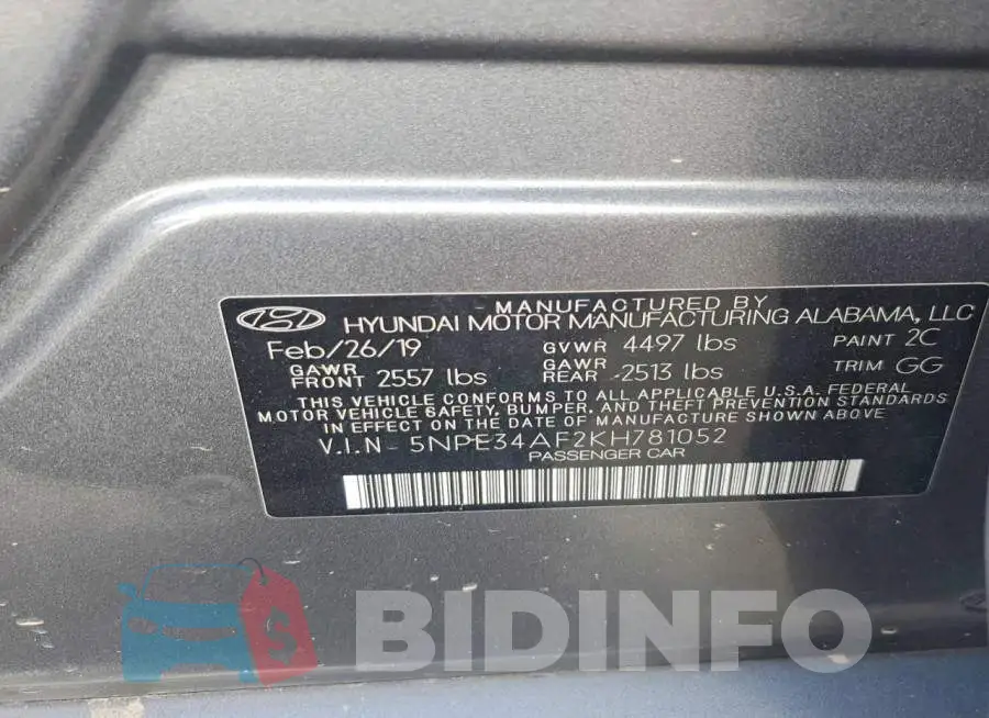 5NPE34AF2KH781052 Photo# 13