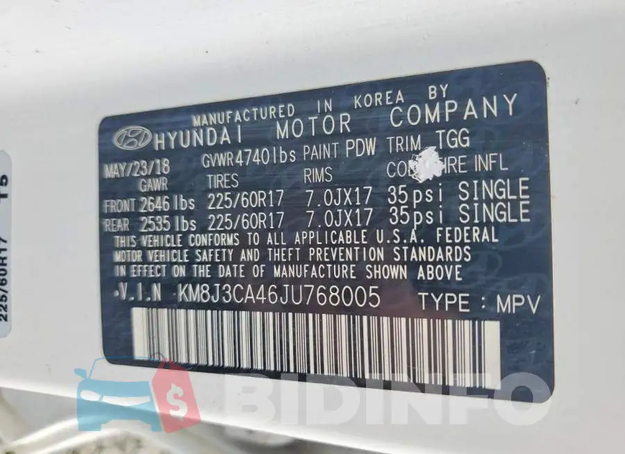 KM8J3CA46JU768005 Photo# 13