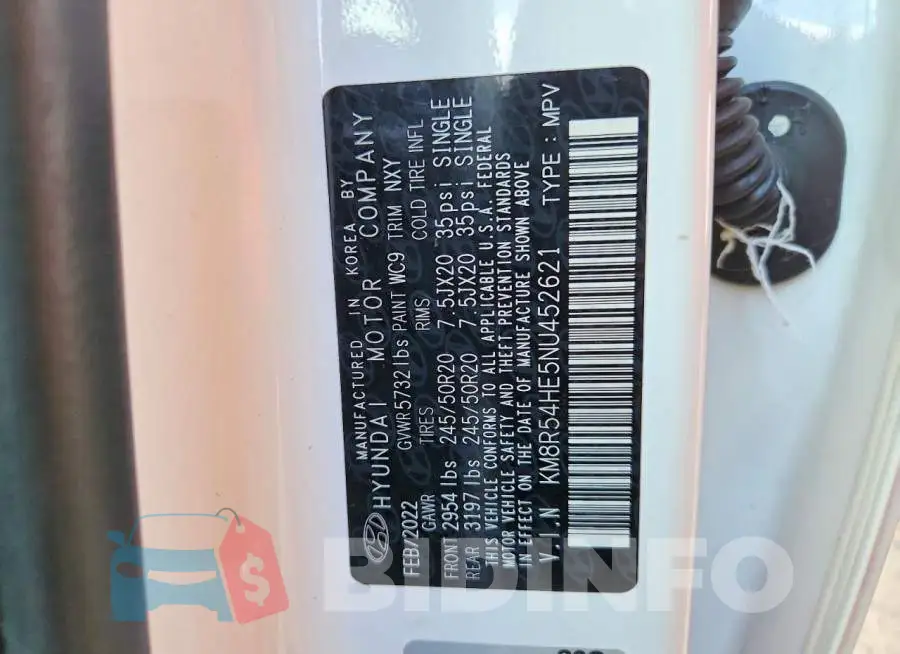KM8R54HE5NU452621 Photo# 13