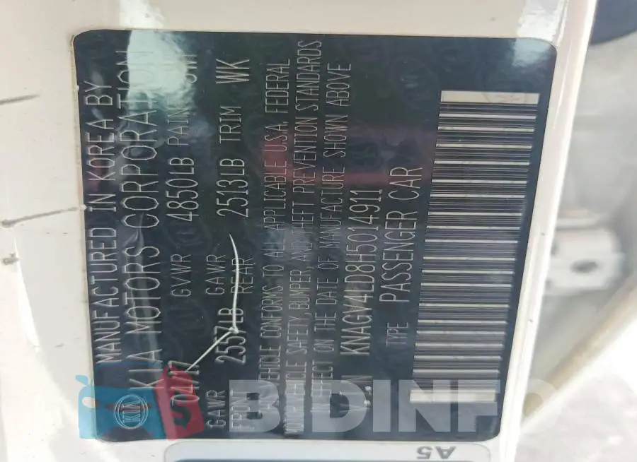 KNAGV4LD8H5014911 Photo# 12
