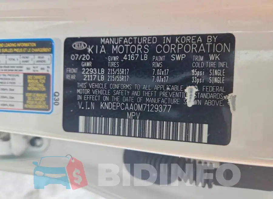KNDEPCAA0M7129377 Photo# 13