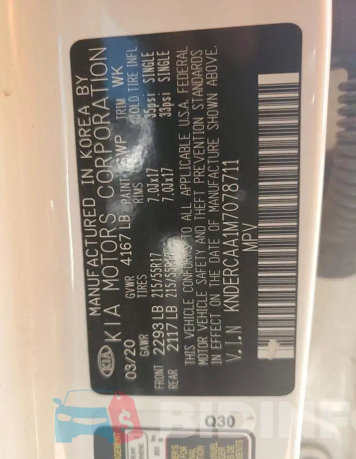 KNDERCAA1M7078711 Photo# 13