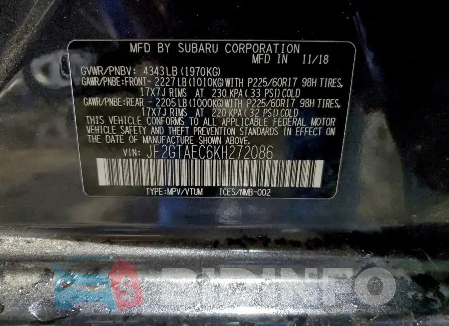 JF2GTAEC6KH272086 Photo# 12