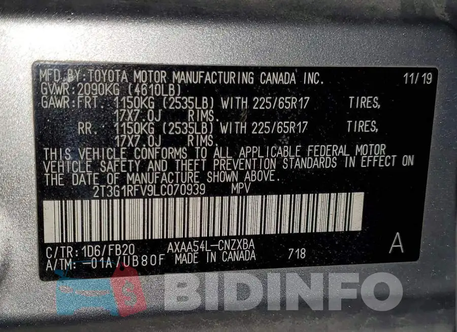2T3G1RFV9LC070939 Photo# 13