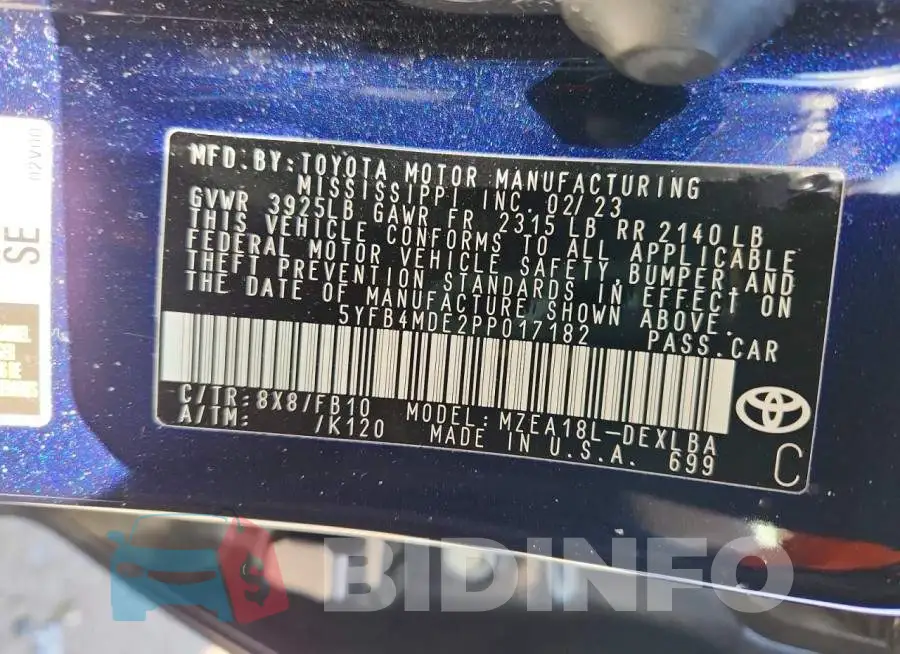 5YFB4MDE2PP017182 Photo# 13