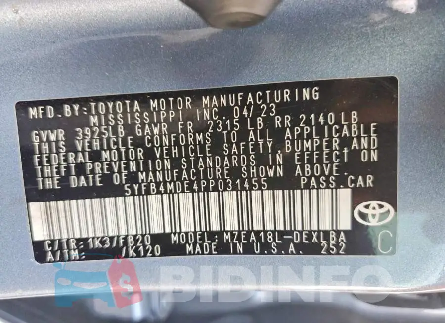 5YFB4MDE4PP031455 Photo# 12