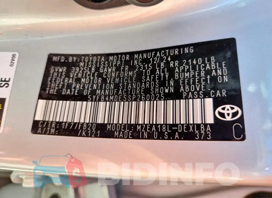 5YFB4MDE5SP260025 Photo# 13
