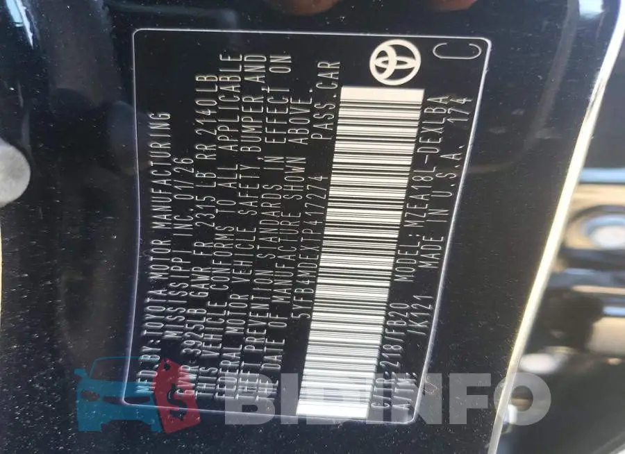 5YFB4MDEXTP417274 Photo# 13