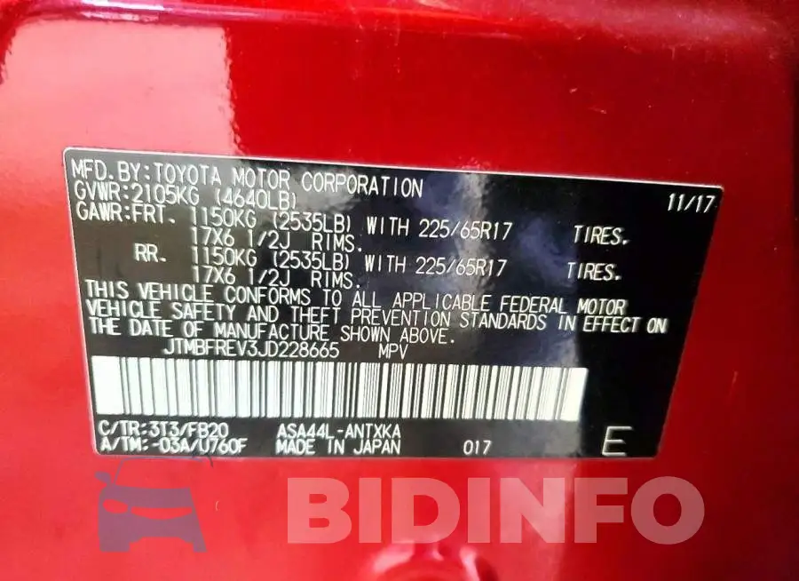 JTMBFREV3JD228665 Photo# 13