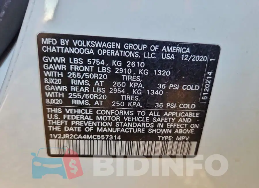 1V2JR2CA4MC557314 Photo# 14
