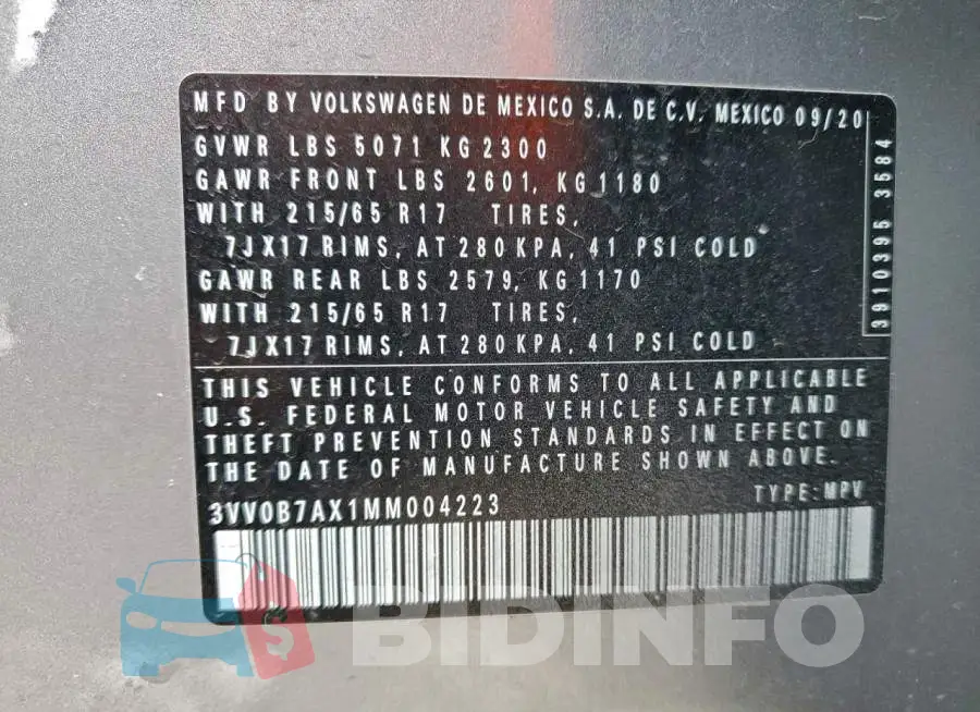 3VV0B7AX1MM004223 Photo# 13